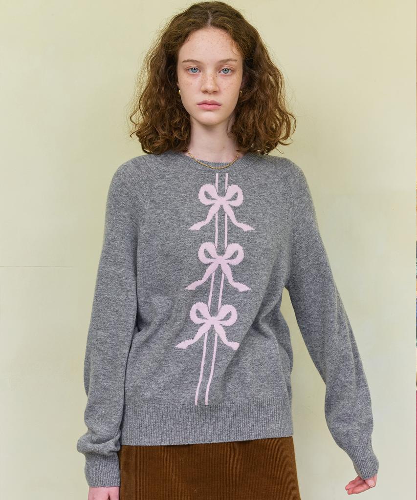 Dyuidyui Three Ribbon Knit_Gray