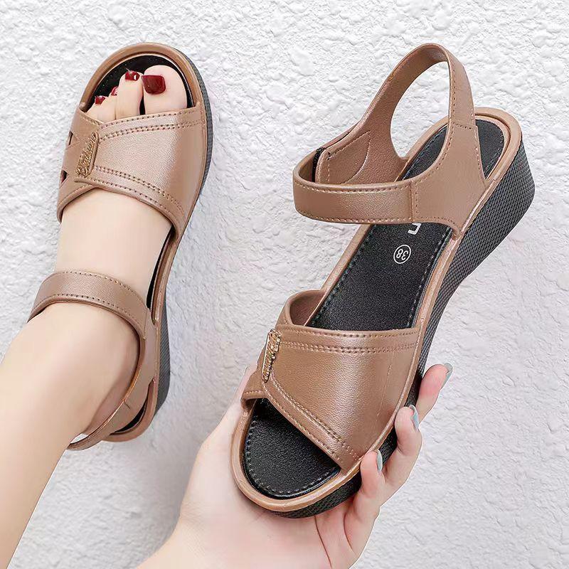 Sandale de damă, vară, stil nou, din cauciuc, cu velcro, cu talpă moale, sandale de damă