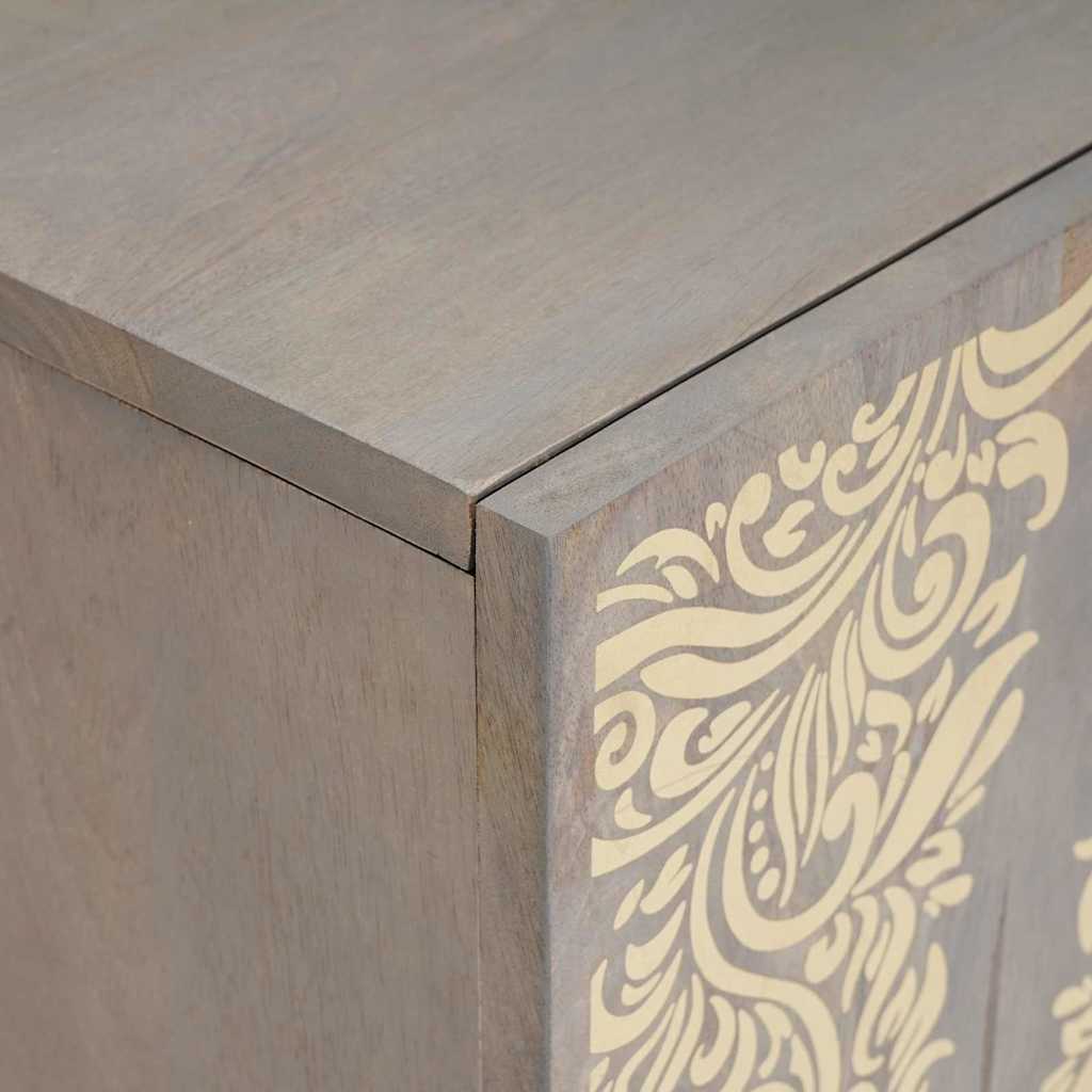 TV Cabinet with Shelf Gray 105 X 33 X 46 Cm Solid Mango Wood