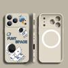 Cartoon Astonaut Planet Pattern Case For iPhone 16 Pro Max Magnetic For Magsafe Soft Cover For iPhone 17 15 14 13 Pro Max 17E 16E