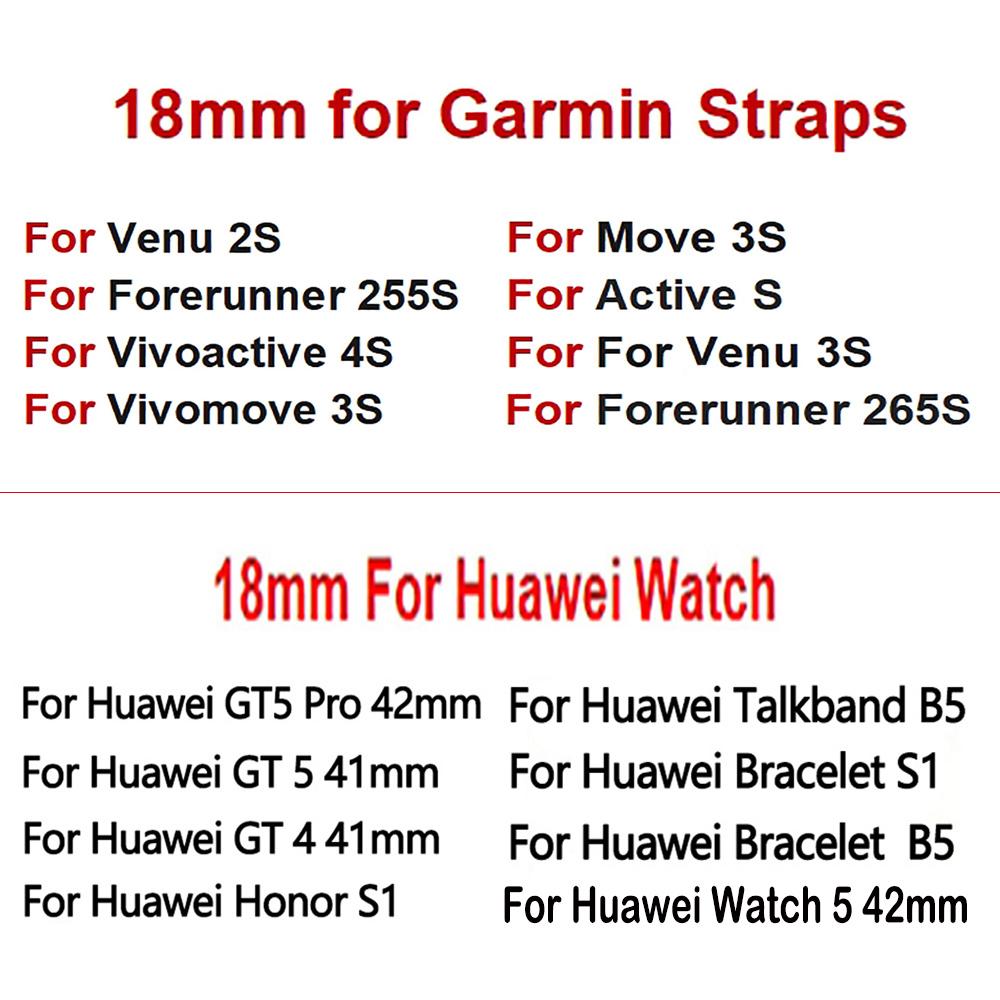 18mmWatch Strap For Huawei Watch 5 42mm / GT 5 4 41mm Artificial Leather For Garmin Venu 3s/2s Vivoactive 4s Women Wristband