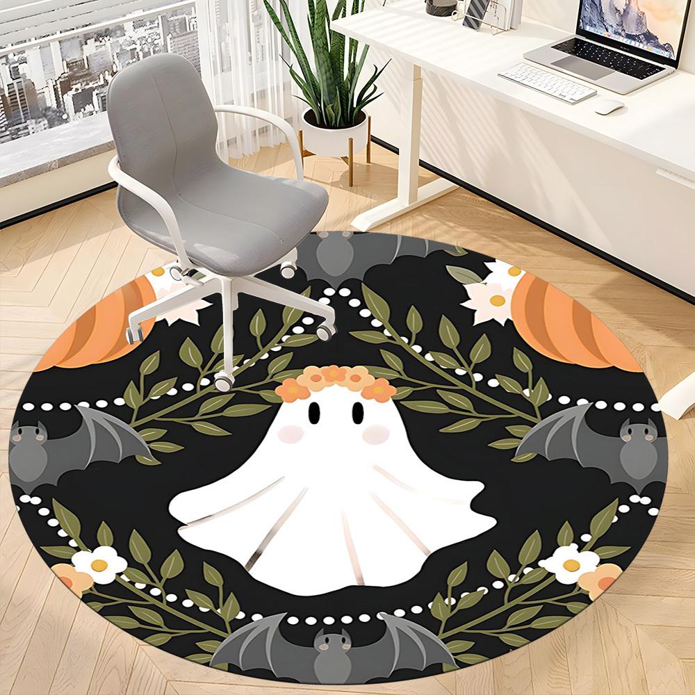 1PCGhost Bat Office Round Area Rug,  Mat Suitable For Office, Under Office Chairs Bedroom Living Room Home Decor, Room Deco