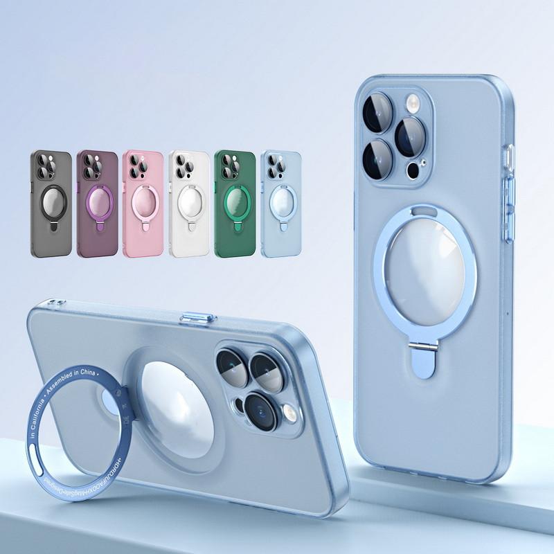

Для iPhone 14 13 12 Pro Max 11 Роскошный ПК из ТПУ для магнитного кольца-держателя Magsafe для беспроводной зарядки Прозрачный сплошной цветной чехол для телефона