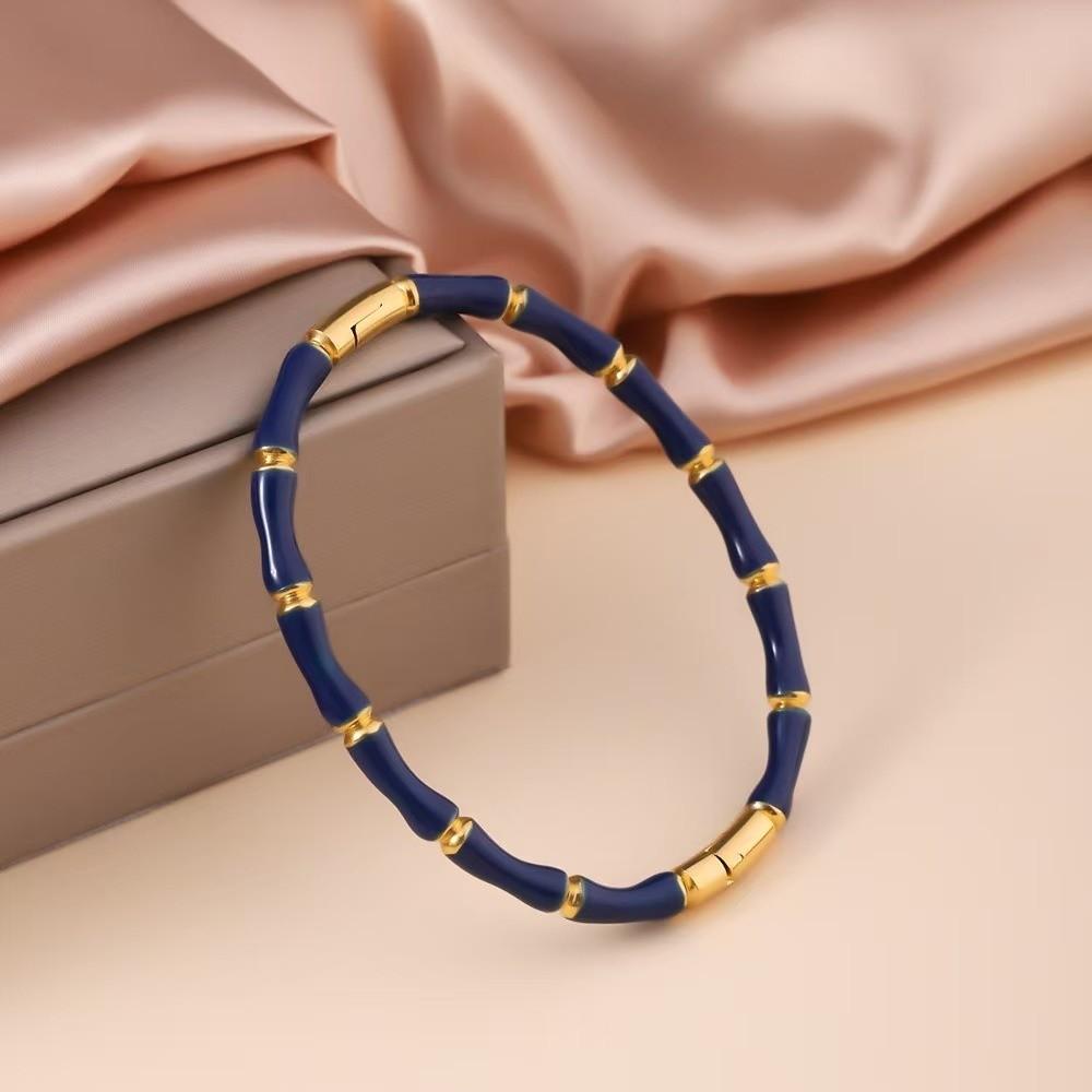 Stainless Steel Enamel Resin Bracelet Gold Stainless Steel Bangle Bamboo Joint Bangle  Party