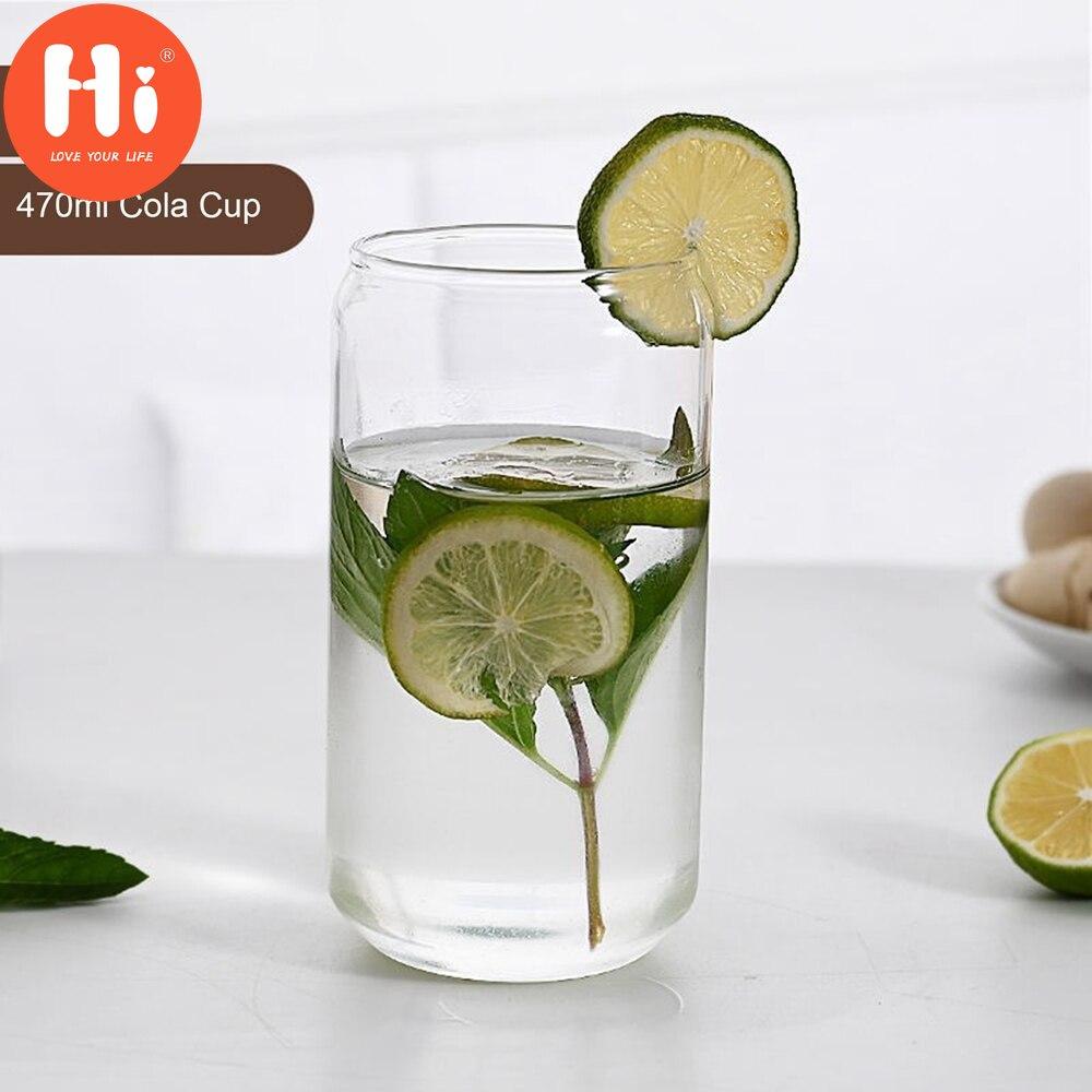 Hi Durable Tea Juice Milk Glass Cup Can Shape Coffee Mug Wine Glass Drink Cup With Straw High Borosilicate Glass Drinkware