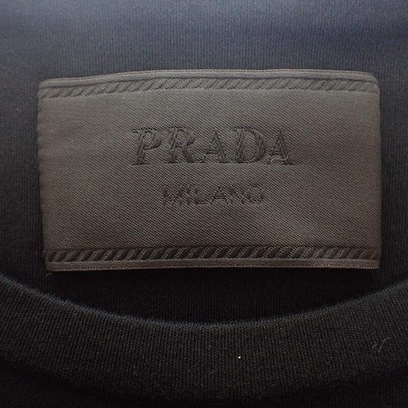 Prada UJN861 L Short Sleeve T-shirt Black Cotton Mens