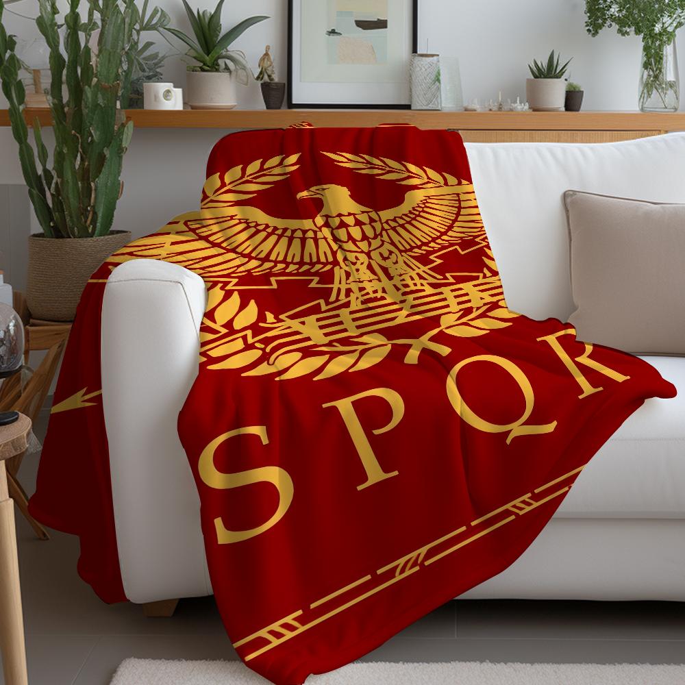 Gold Imperial Eagle Rome SPQR Blanket Warm Soft Suitable For Bedroom Sofa Bed Living Room Office Travel Camping Gifts