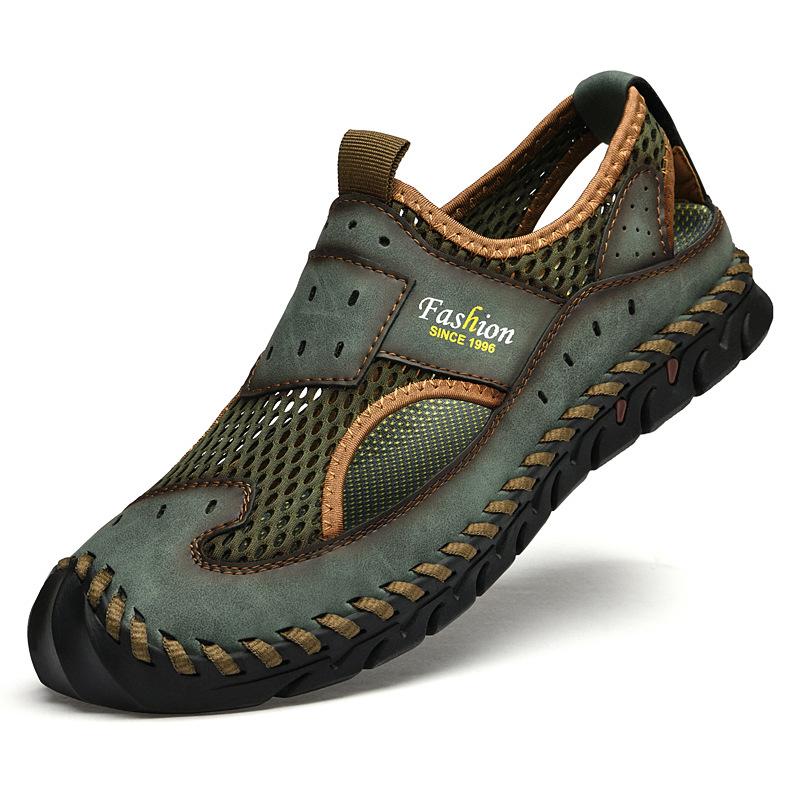 

Amazon temu shrimp skin express sales through ozno Douyin summer breathable leisure one pedal anti-kick bag head men s sandals 38 зелений
