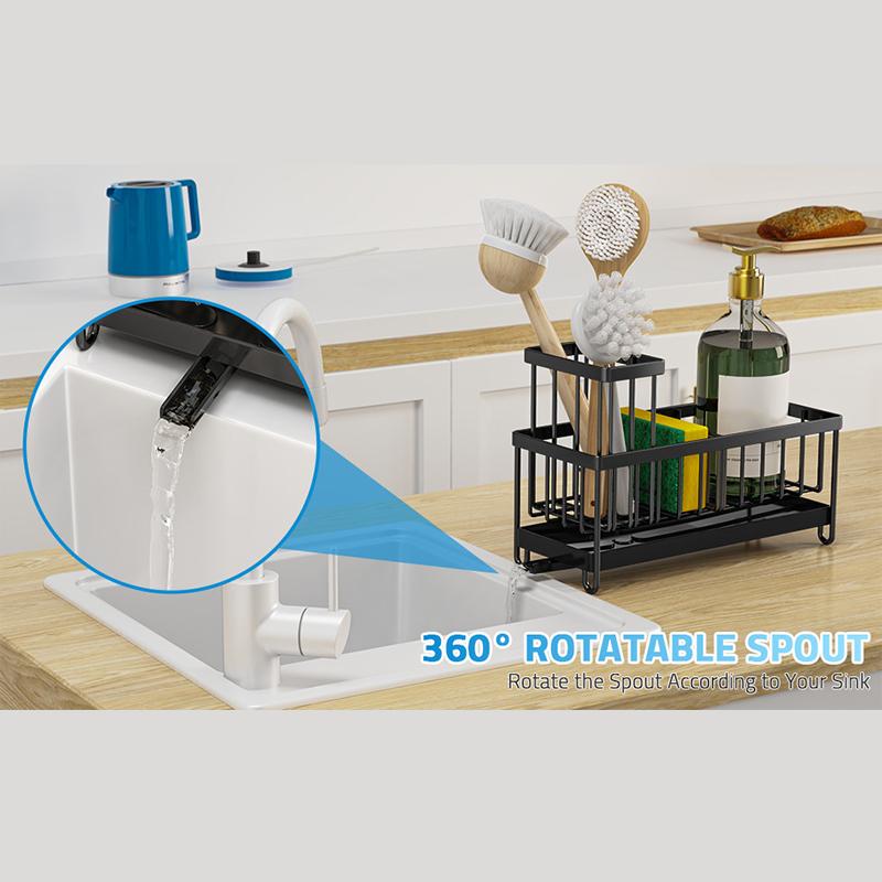 New Space Saving Kitchen Sink Rack Rustproof Self-Draining Sink Organizers Detachable with Dividers Sponge Holder Kitchen Use