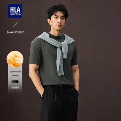 HLA Men's Soft Business Casual Short-Sleeve Knit Sweater