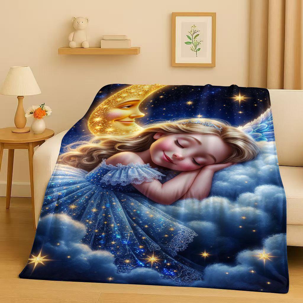 3D Luxurious Balote Angel Cupid Cartoon Flannel Blanket,Ultra Soft Warm Plush Throw for Home Bedroom Bed Sofa Cover Office Gift