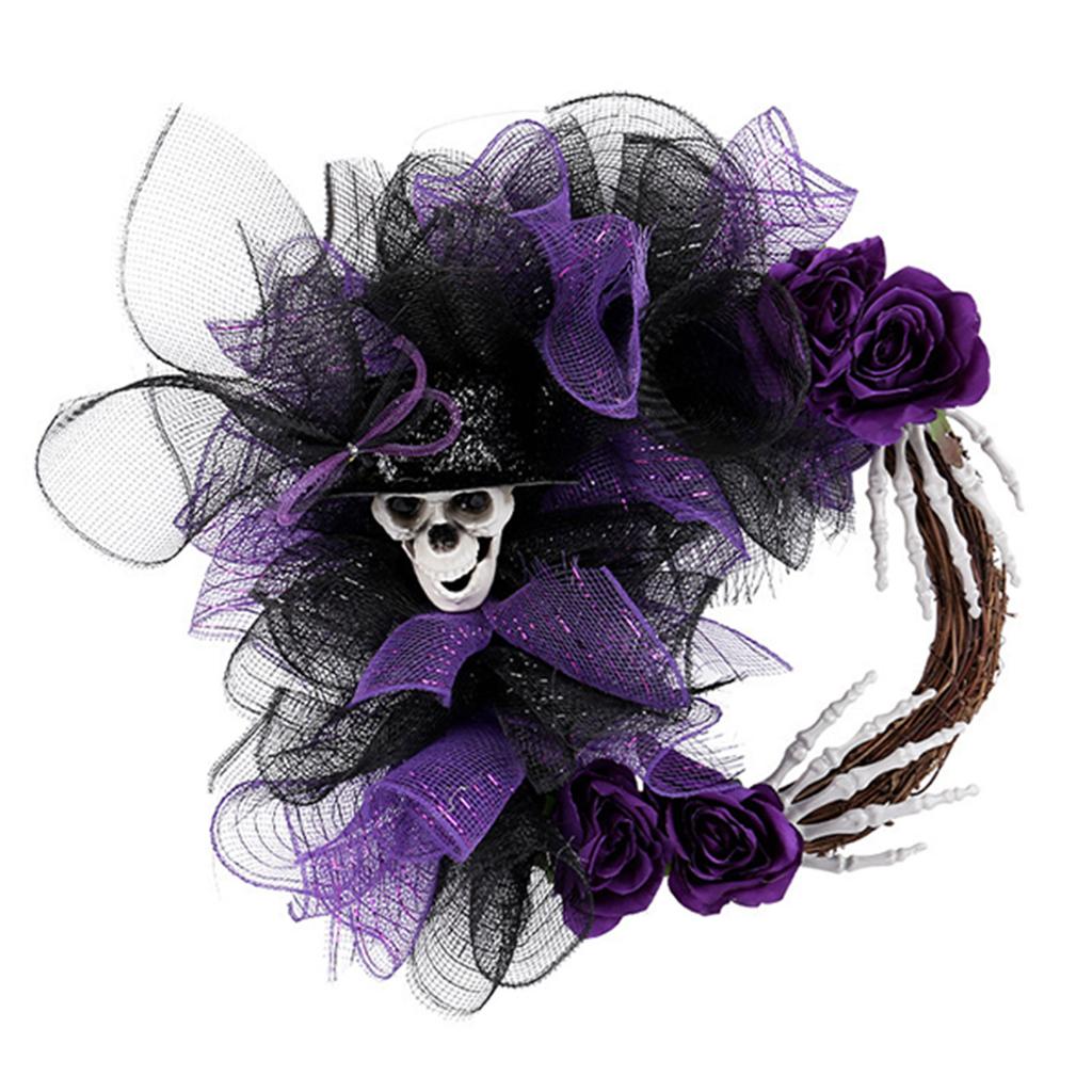 Home Skull Wreath Decoration With Skeleton Design Spookys Window Theme Decoration Prop For Holiday Porch Door Indoor Outdoor