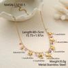 GEMCHIC Women's Ocean Style Shell Starfish Seahorse Bracelet Necklace Set Gold Plated Titanium Steel Jewelry