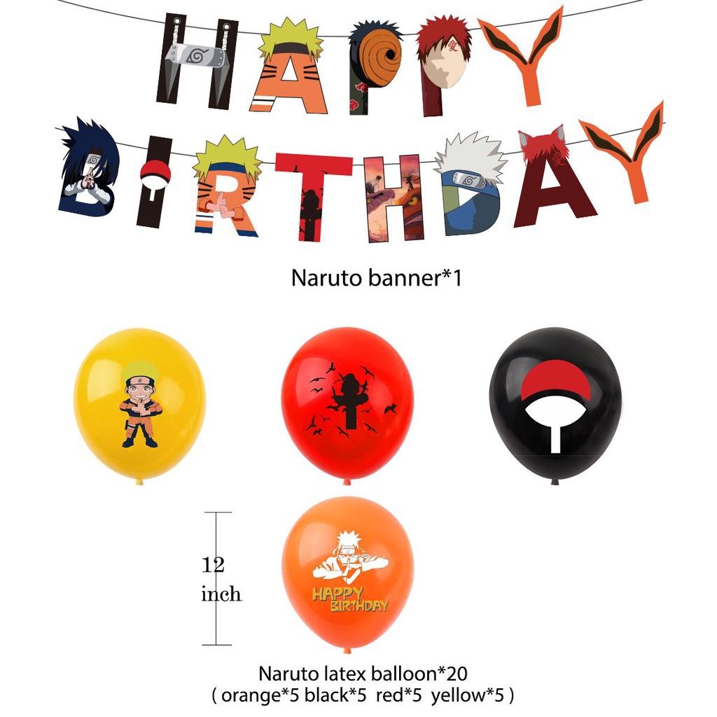 Anime Themed Naruto Birthday Party Ballon Banner Cake Topper Decoration Party