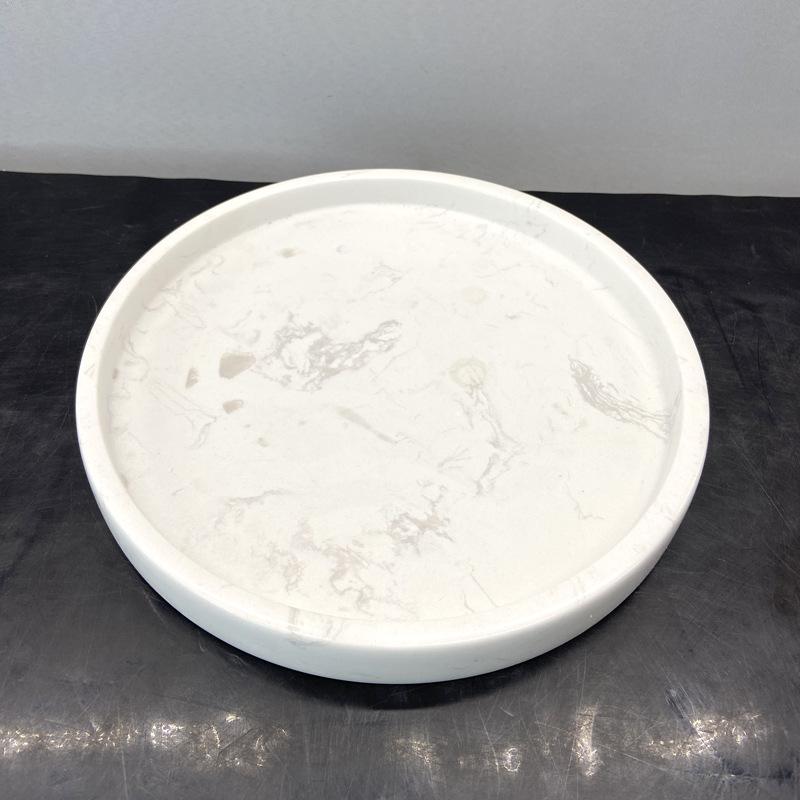 Modern Light Luxury Marble Metal Ornaments Golden Tray Fruit Plate Model Room Living Room Desktop Storage Decorations