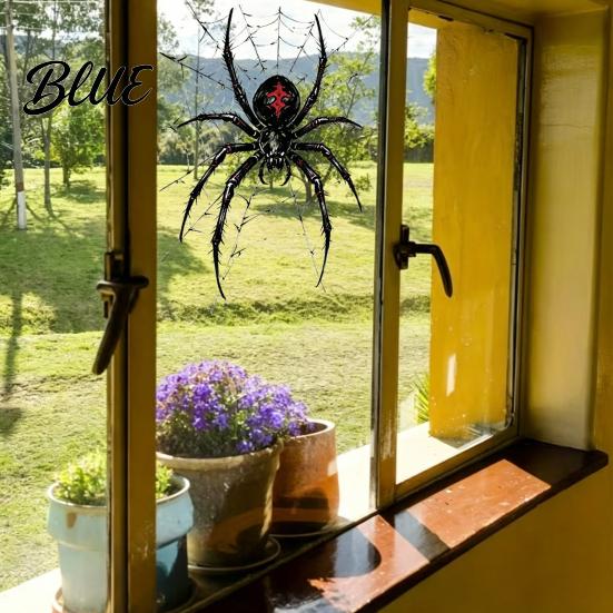 Seasonal Glass Window Covers Halloween Spider Static Clings PVC Waterproof Web Decals Creative Home Decor Gifts Removable Spooky Stickers for Indoor