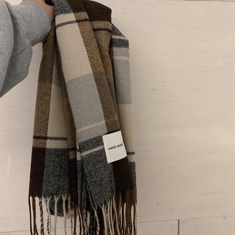 

Зима новый мужской шарф универсальный клетчатый подарок на день рождения пара теплая шаль женский шарф прилив 190*40CM коричневый