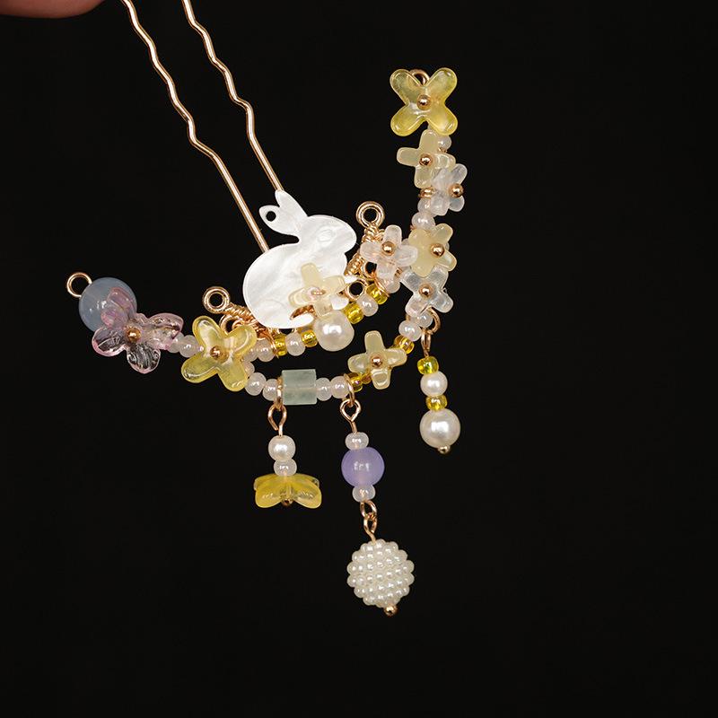 Osmanthus Kaninchen Hanfu Haarnadel: Mondfest-Feenquaste Buyao für Kinder, Antiker Stil Schläfenaccessoire