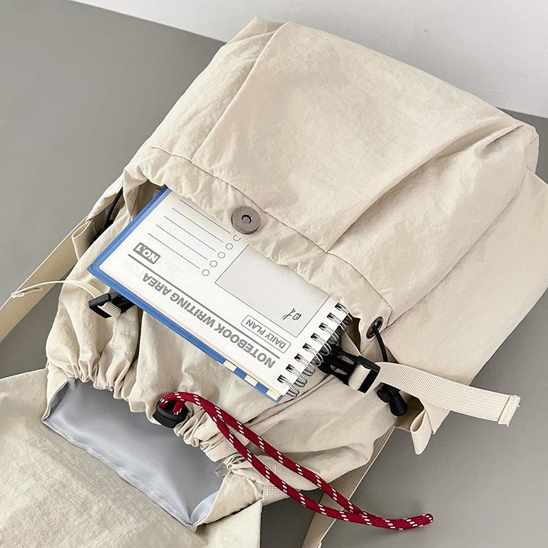 Drawstring Backpack Travel Contrast Backpack Lightweight Nylon Schoolbag