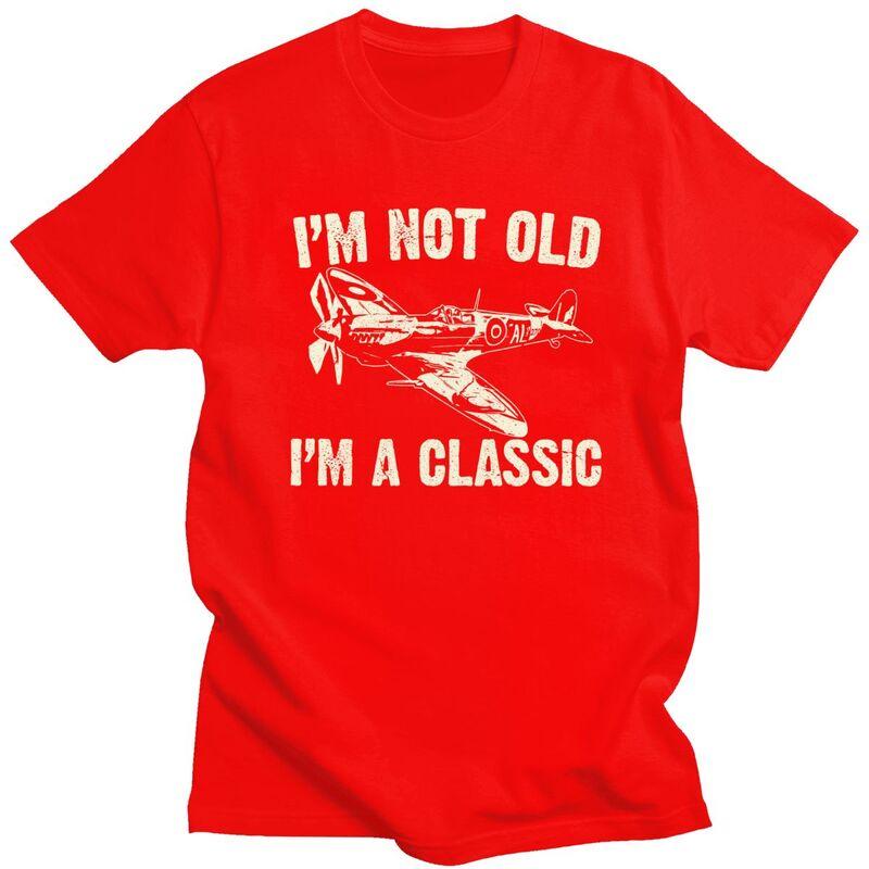Custom Mens Airplane Aircraft Plane Spitfire T Shirts Short Sleeved Cotton Tshirts Tshirt Fighter Plane WW2 War Pilot Tees S