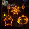Halloween LED Lights Battery-Powered Ghost Pumpkin Hanging Party Lights for Windows