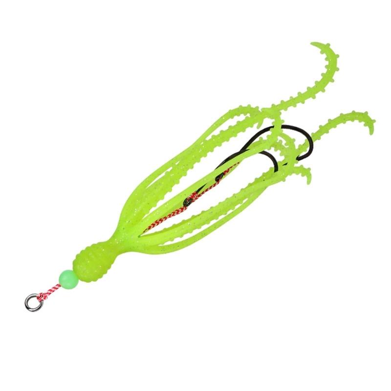 Fishing Tackle Sea Fishing Skirt Soft Lures with Double Barbed Hook Squid Skrit Lure 15cm 10g Artificial Baits