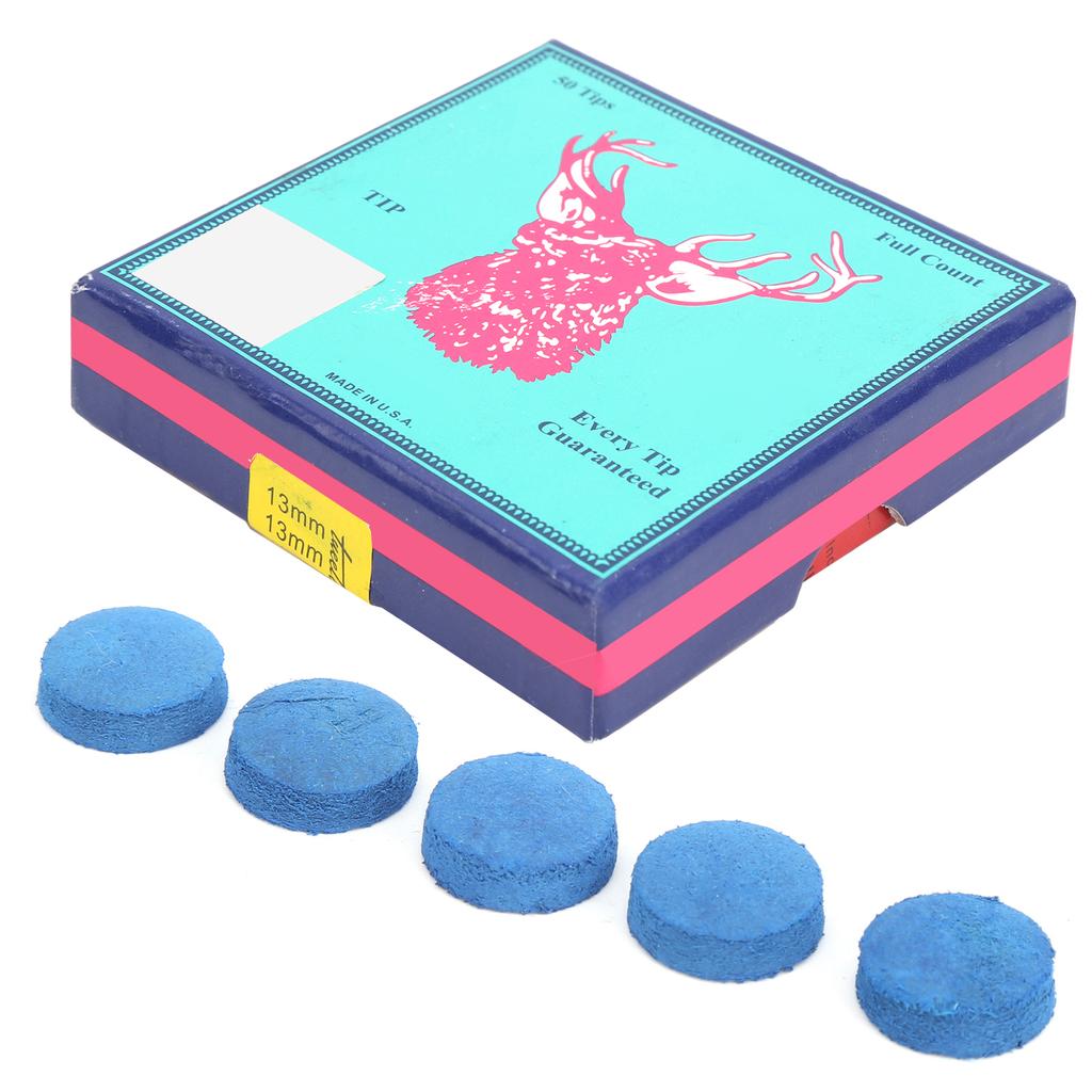 50PCS PU Leather Billiard Pool Cue Tips Pool Stick Replacement Accessory with Storage Box