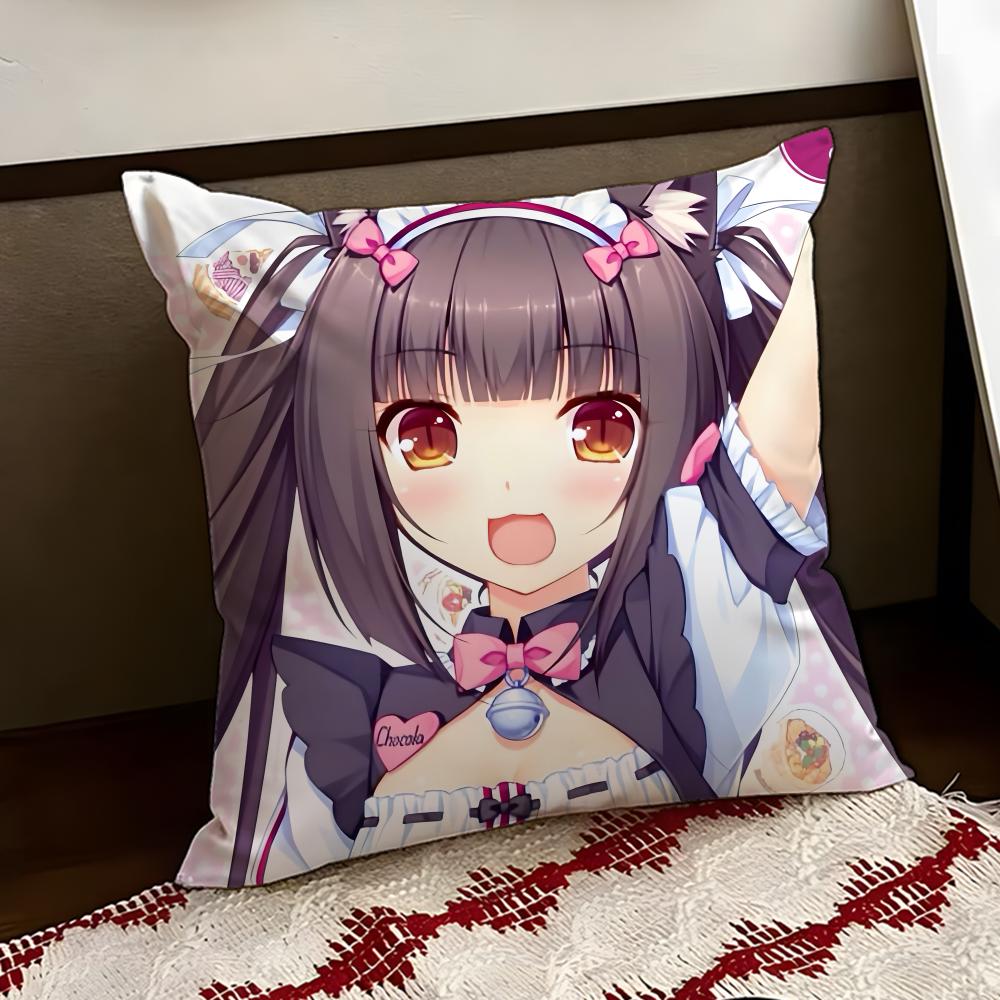 Anime NNekopara Cushion Cover Reversible Soft Durable Pillow Cover Home  Car MultiScene Use for Daily Comfort