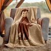 Curious George Flannel Blanket Soft Warm All-Season Throw, Design for Camping, Car Travel, Hiking Sofa, Bed, Office Perfect Gift for Parties