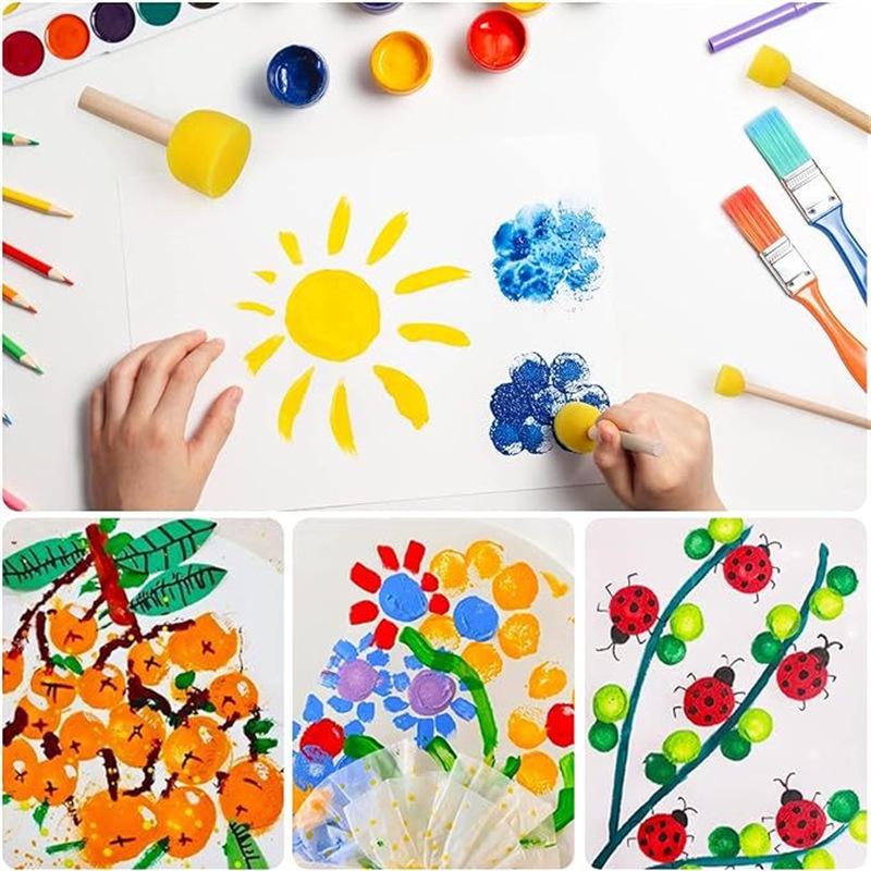 30dílná dětská sada kulatých houbičkových razítek na umělecké a řemeslné práce