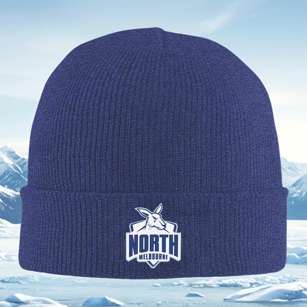 Kangaroo with words,North Melbourne logo Men Women Unisex Knitted Hat Beanie Pullover Cap Winter Thermal Warm Christmas Outdoor