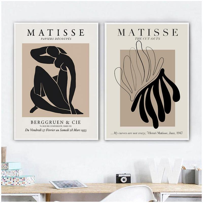 

Henri Matisse Abstract Painting Minimal Illustration Wall Art Canvas Prints Vintage Beige Wall Pictures Home Decor