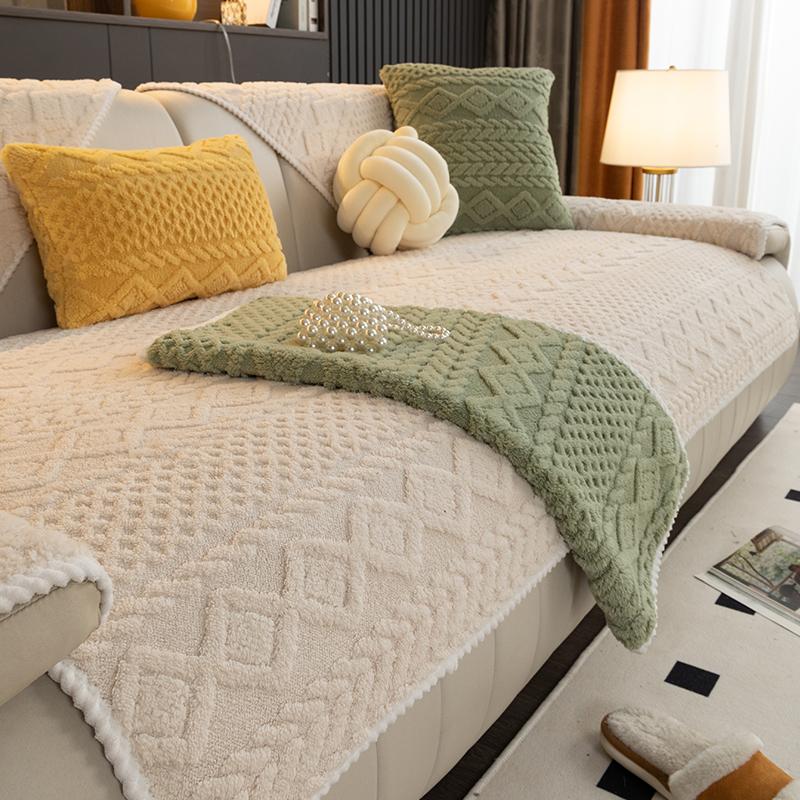 Winter Thickened Fleece Sofa Cushion New Genuine Leather High-End Four Seasons Universal Seat Cushions Non-Slip Cover Cover Cover Cloth