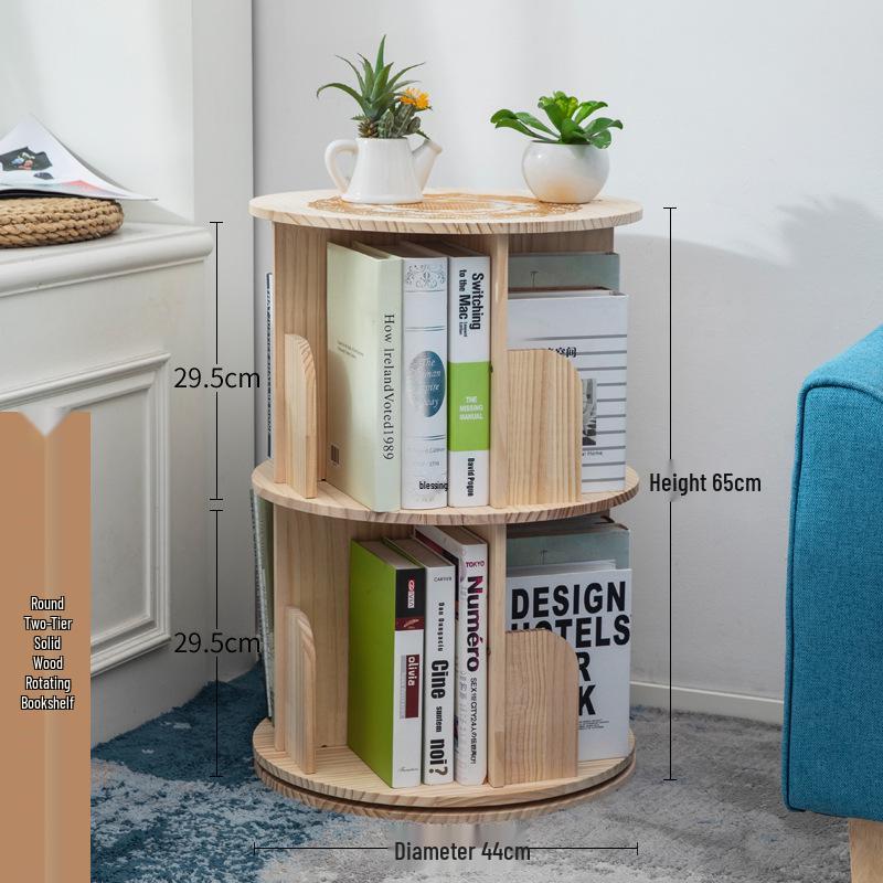 360° Rotating Children's Bookshelf: Floor-Standing, Desktop Pine Wood Storage Rack