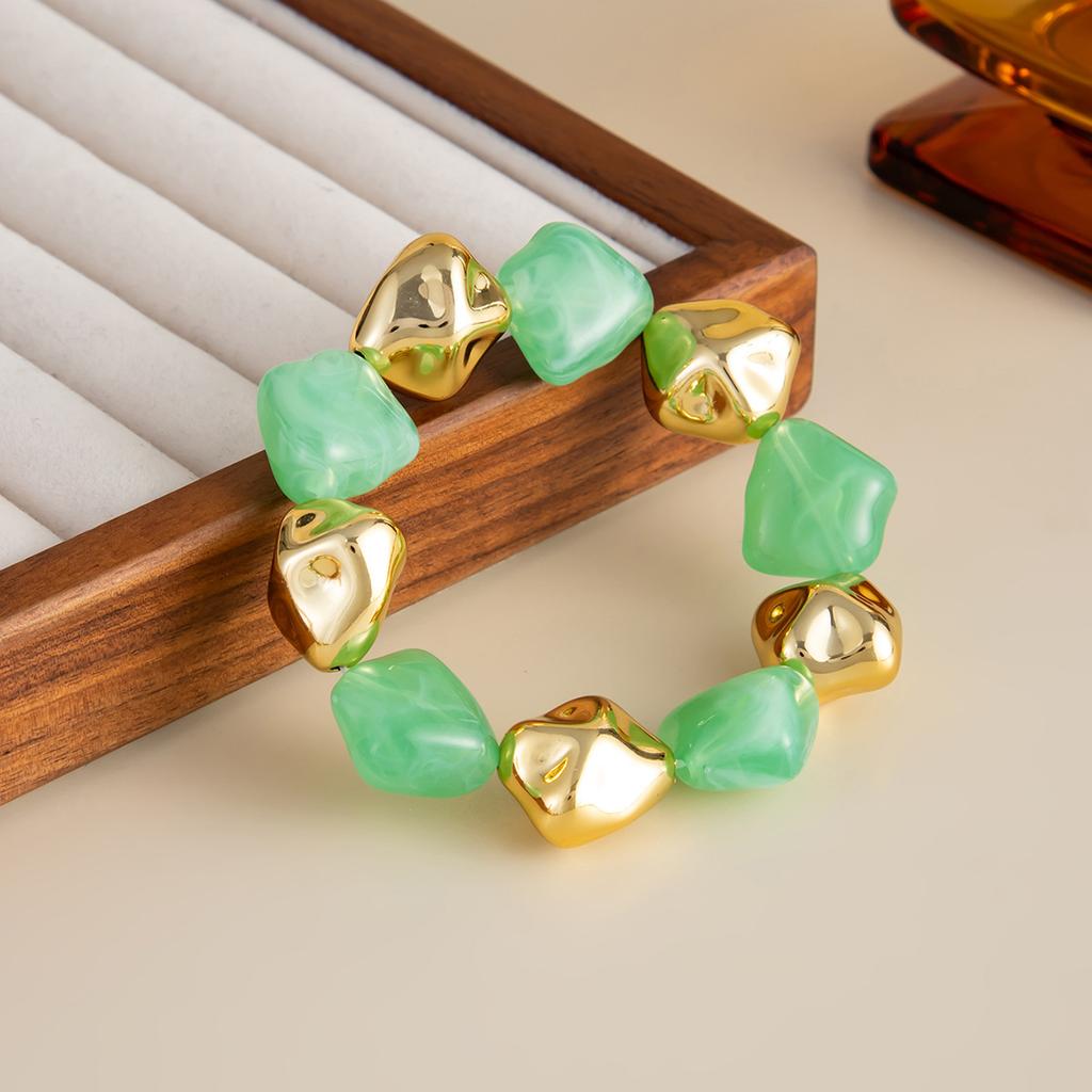 Bohemian Elastic Resin Acrylic Bracelet for Women Retro Stackable Irregular Beaded Bracelet Bangle Party Jewelry