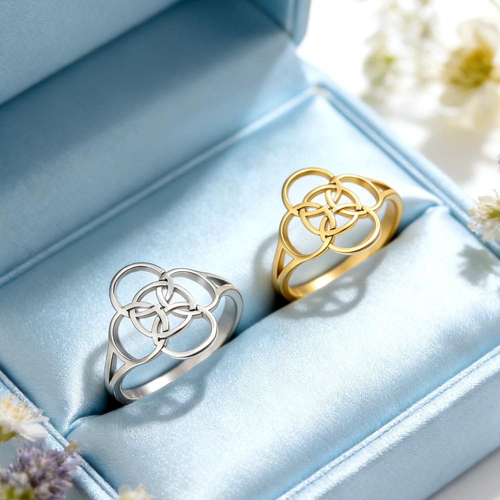 Dawapara Borromäischer Kreuz Symbol Edelstahl Ring Keltisch Fünffache Schutz Erleuchtung Amulett Religiöses Geschenk