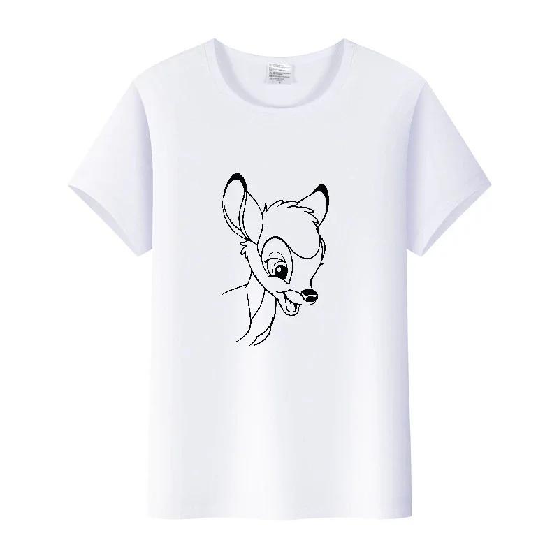 Vintage Plus Size Clothes Y2K Tshirt Kawaii Tops Cartoon Bambi Graphic T-shirt Summer Blouses White Tees Unisex