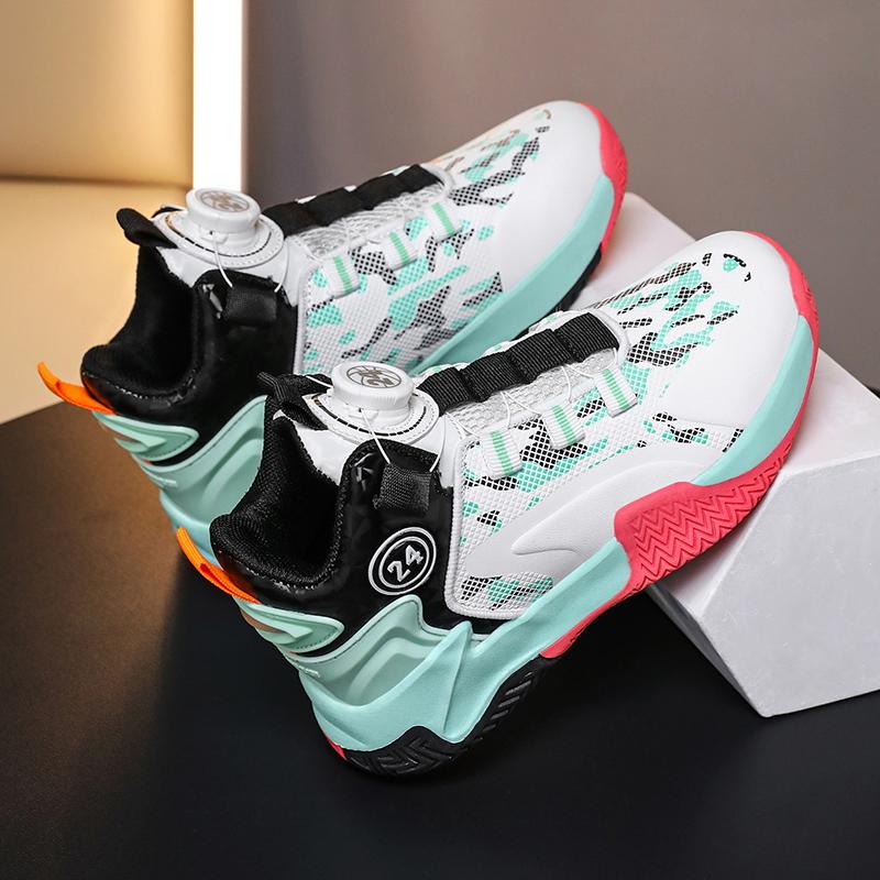 Pantofi noi de baschet pentru băieți pantofi pentru copii piele combat profesional pantofi de alergare buton rotativ antiderapanți pantofi sport