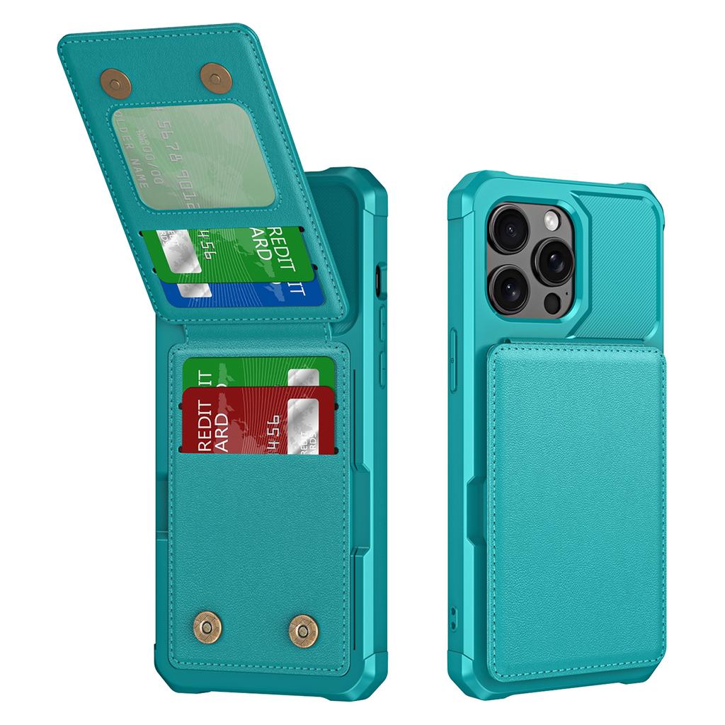 ZM11 For iPhone 13 Pro Max Case Vertical Card Slots PU Leather Coated TPU Kickstand Phone Cover