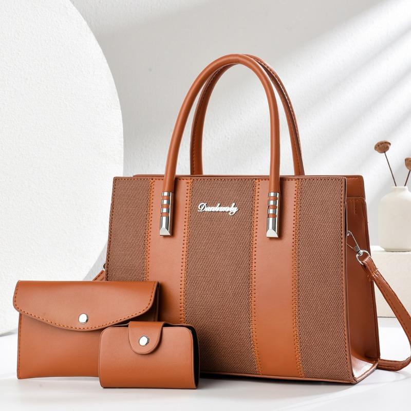 

tmospheric simple splicing three-piece set, large capacity, light luxury texture, advanced sense, commuting and going out versatile bag length 30 width 12 height 23cm