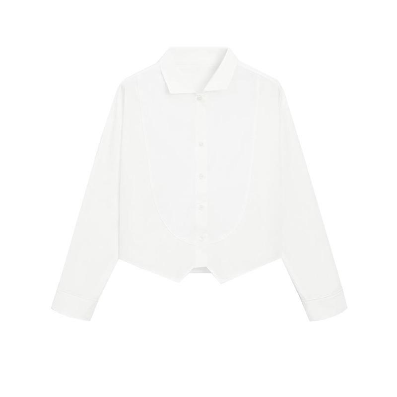 Spring New Women's Clothing French-Style High-Intelligence-Sensitive and Diligent Style Short Inner Wear Long Sleeve White Shirt 5155855
