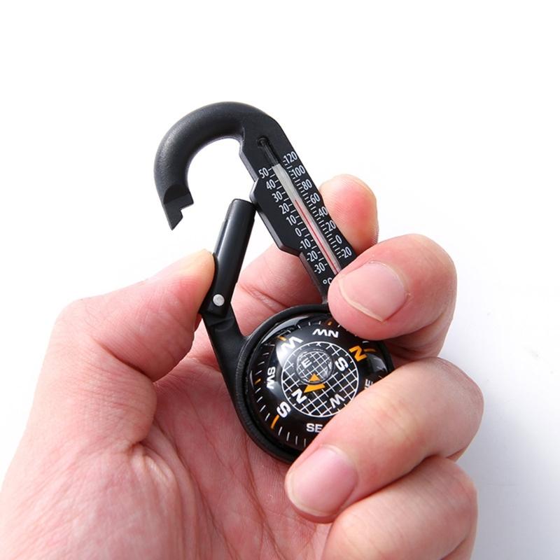 Multifunctional Carabiner with Compasses & Thermometers Snap Hook Keychain Outdoor Climbing Survival Tool Easy to Use