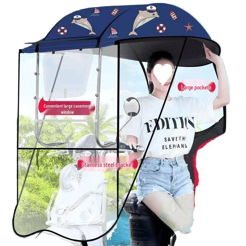 Detachable Electric Vehicle Canopy: Thickened Windshield Sunshade Umbrella Awning