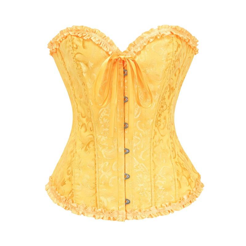 Retro Jacquard V-Ausschnitt Taillenformer Vintage Korsett Shapewear Taillentrainer