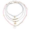 Soft Clay Artificial Pearl Necklace Set With Star Charm In Boho Style For Summer
