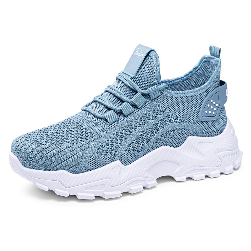 Women's shoes new large size sneakers flying woven breathable single shoes light and comfortable mesh shoes light mouth shoes women's 43