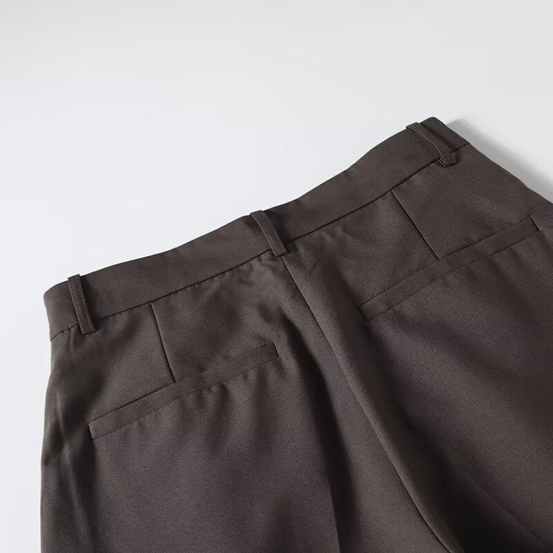 Women's Spring 2025 Double-Pleated Straight-Leg Loose Commuter Pants