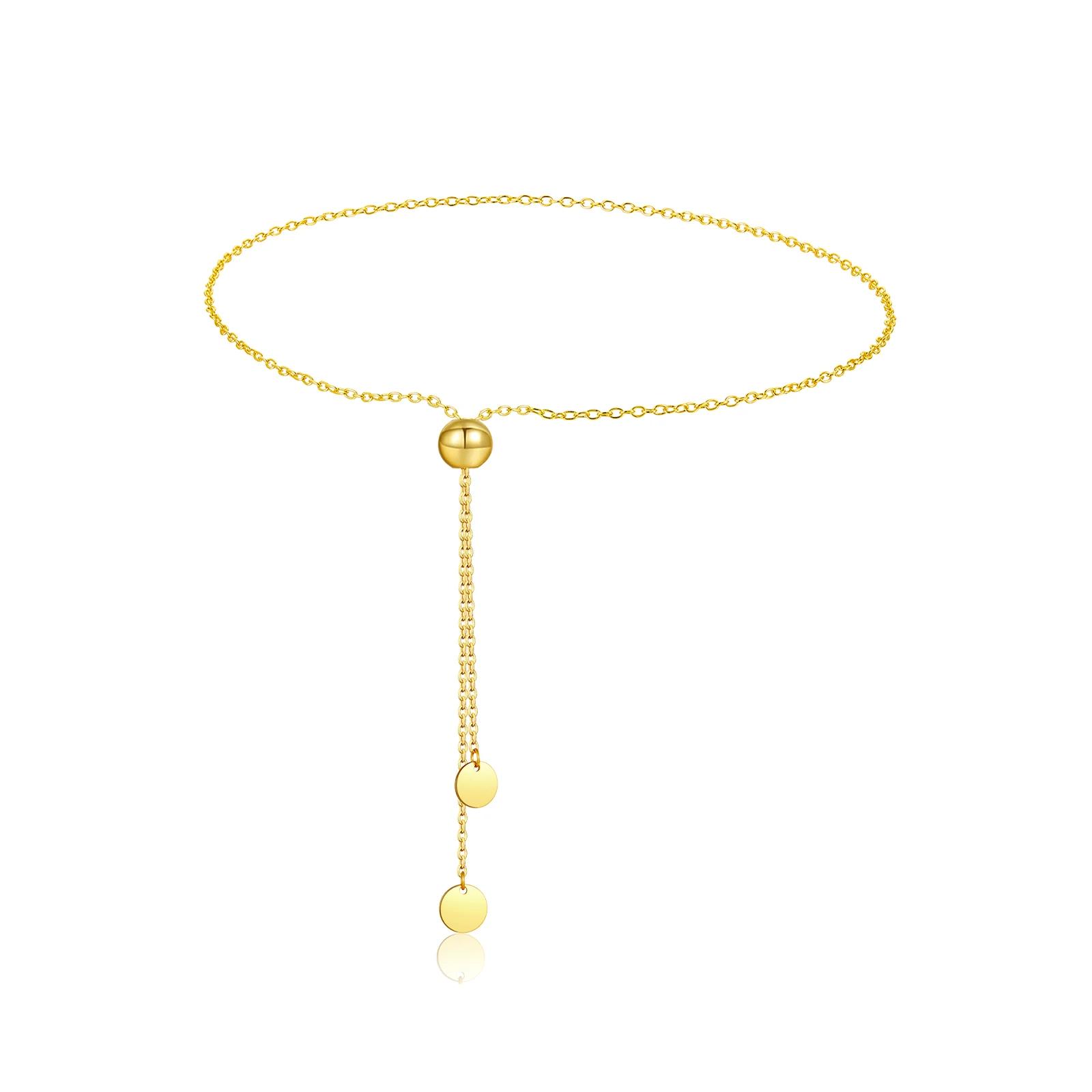 

Women 925 Sterling Silver Adjustable Silica Stopper Bead Disc Long Necklace Bracelet Luxury Trendy Wedding Fine Jewelry