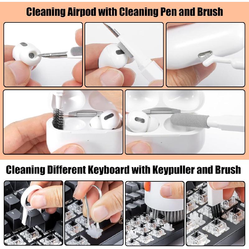20-in-1 Keyboard Cleaning Kits Cleaner Phone Headset Cleaning Tool Set Cleaner Pen Computer Laptop Screen Cleaning Brush Keycap Puller