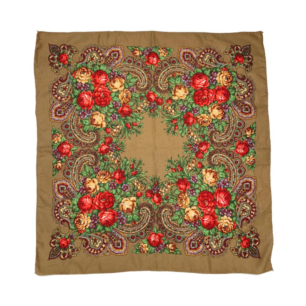 70*70Cm Luxury Floral Print Bandana Shawl Russian Style Square Scarf Female Headband Scarves Handkerchief Babushka Head Wraps